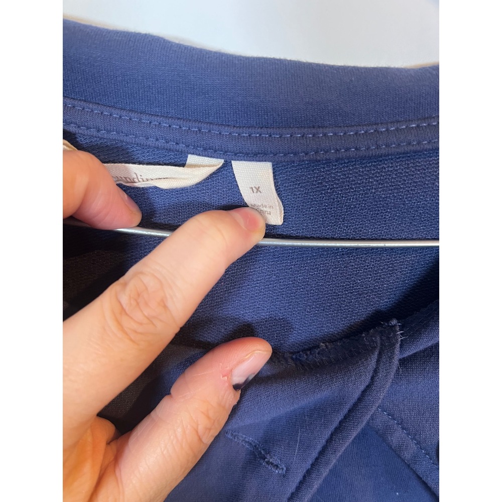 Soft Surroundings Womens Pullover Asymmetrical Button Collar Blue 1X - Picture 4 of 7